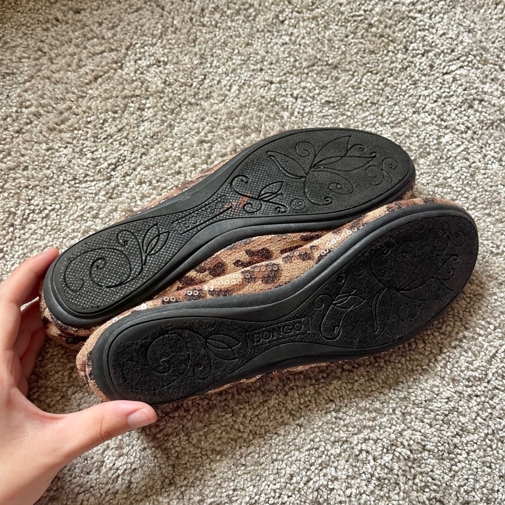 Bongo Leopard Print Ballet Sequin Flats Black Bow Detail Size 9 - Picture 2 of 5